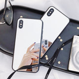 LOVECOM Luxury Mirror Phone Case For iPhone 6 6S 7 8 Plus XS X XS MAX XR Reflect Girly Glass Back plane TPU+PC Phone Cover Case