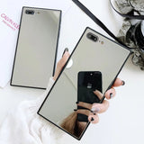 LOVECOM Girl Makeup Mirror TPU Side+PC Back Cover+Tempered Glass Square Phone Case For iphone 6 6S 7 8 Plus XS X XS MAX XR